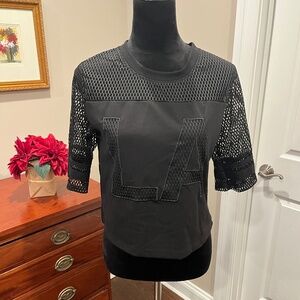 Forever 21 Black Half-Mesh L.A. Cropped Top S